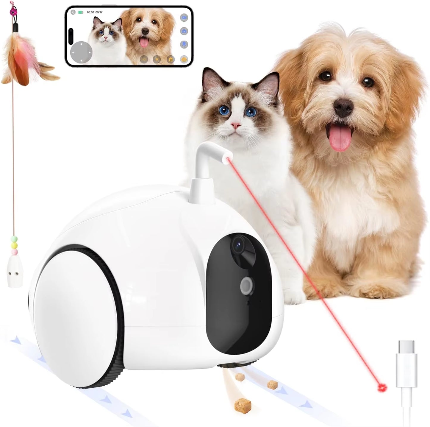 Pet Camera, Moving Pet Camera Robot with Phone App, Cat Toys with Camera, Pet Camera Treat Dispenser Robot, Dog Camera with Nigh